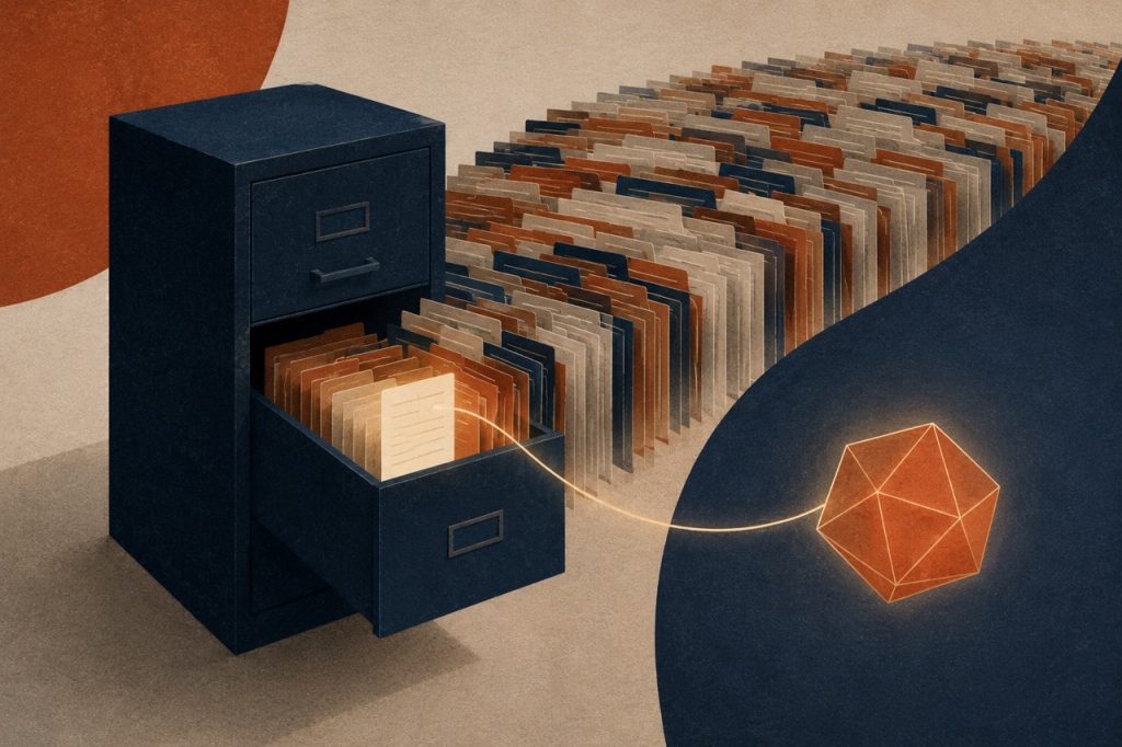 Data archive with glowing connection
