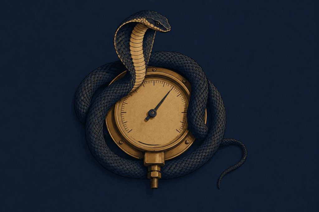 Golden serpent around a brass gauge Large