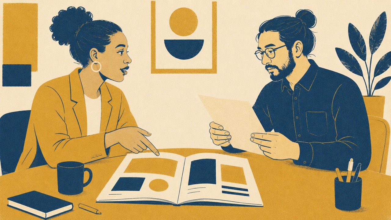 Office collaboration in bold tones Large
