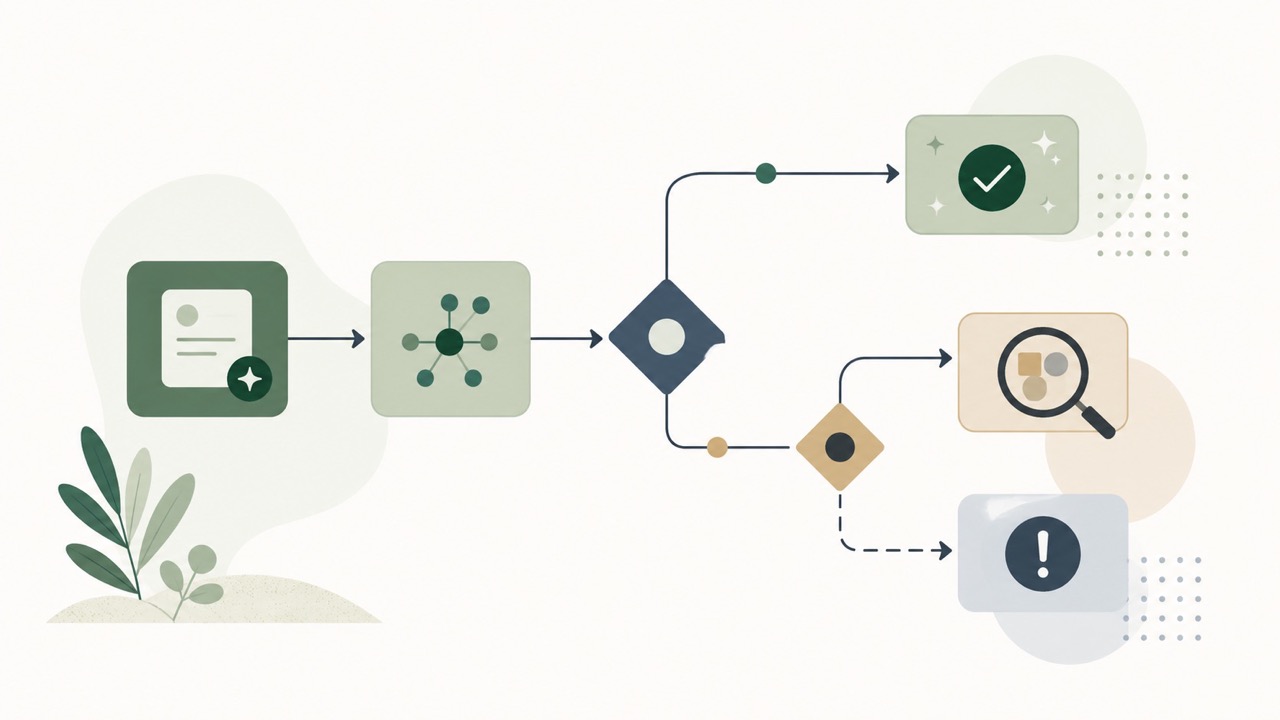 Conceptual workflow with magnifying glass